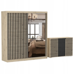 Zestaw WERONA Szafa 183 z Komodą lamele pojemne drążek ARTISAN PRODUCENT